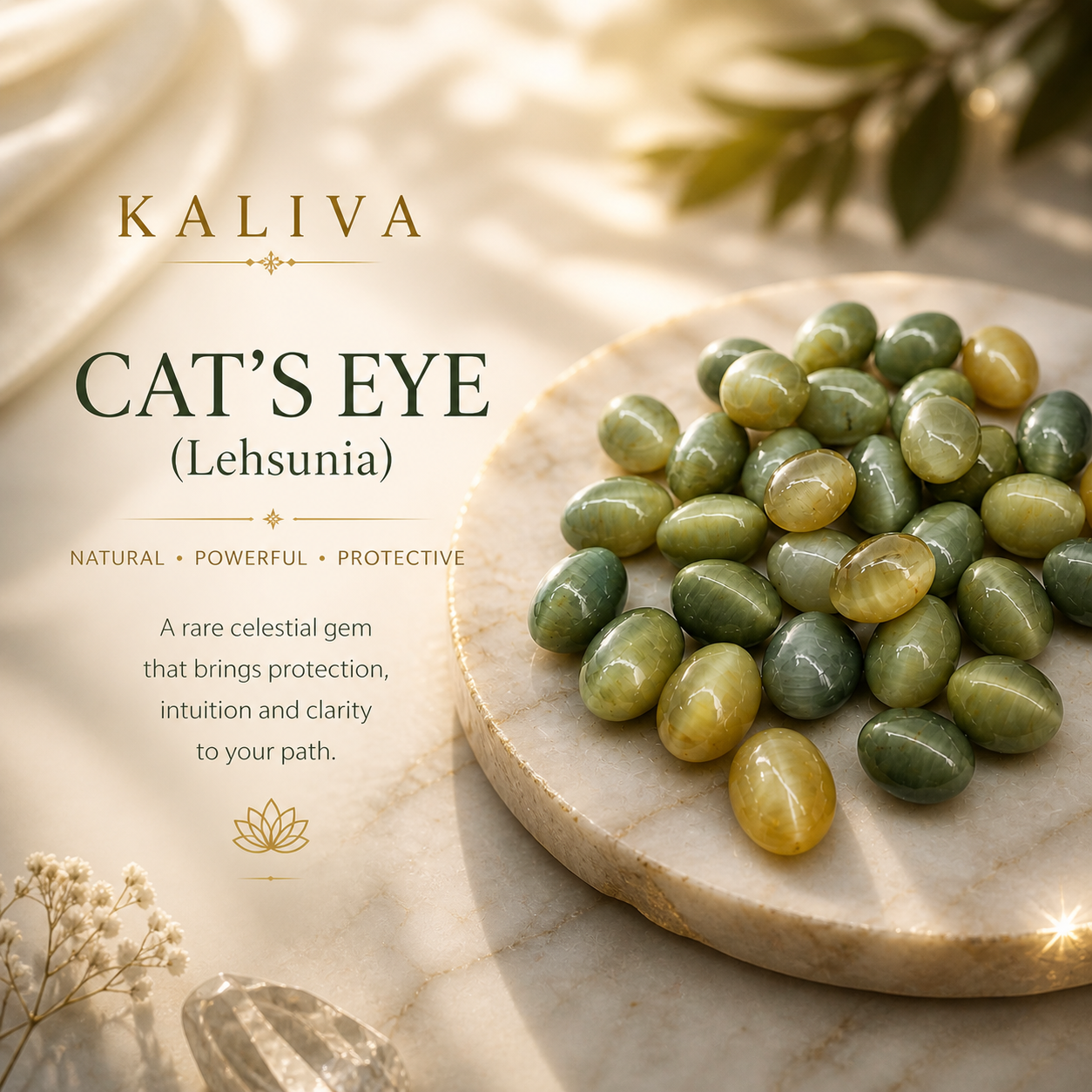 (6 Carat) Ceylon Kaliva Cat’s Eye (Lehsunia) Gemstone – Ketu Stone for Protection, Luck & Sudden Gains (Natural & Certified)