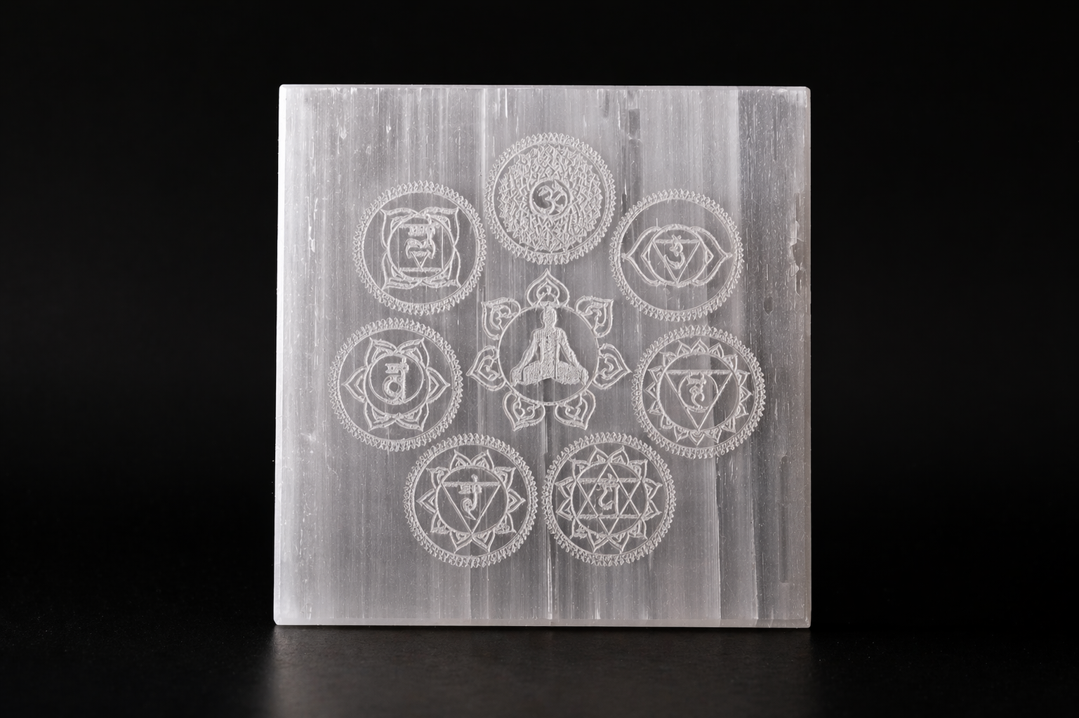 Selenite Charging Plate 7 Chakra – Healing Crystal for Energy Charging & Meditation | Kaliv