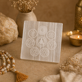 Selenite Charging Plate 7 Chakra – Healing Crystal for Energy Charging & Meditation | Kaliv