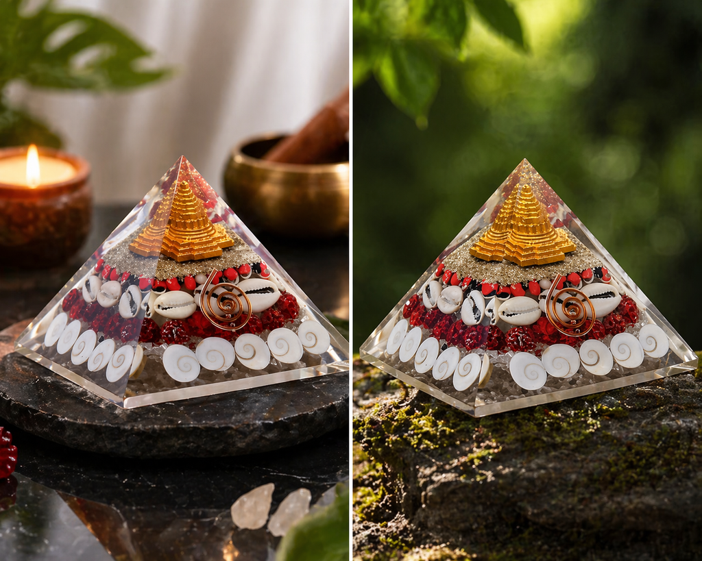 Kaliva Crystal Wealth Gomati Chakra Shree Yantra Pyramid – Vastu Decor for Prosperity & Positive Energy