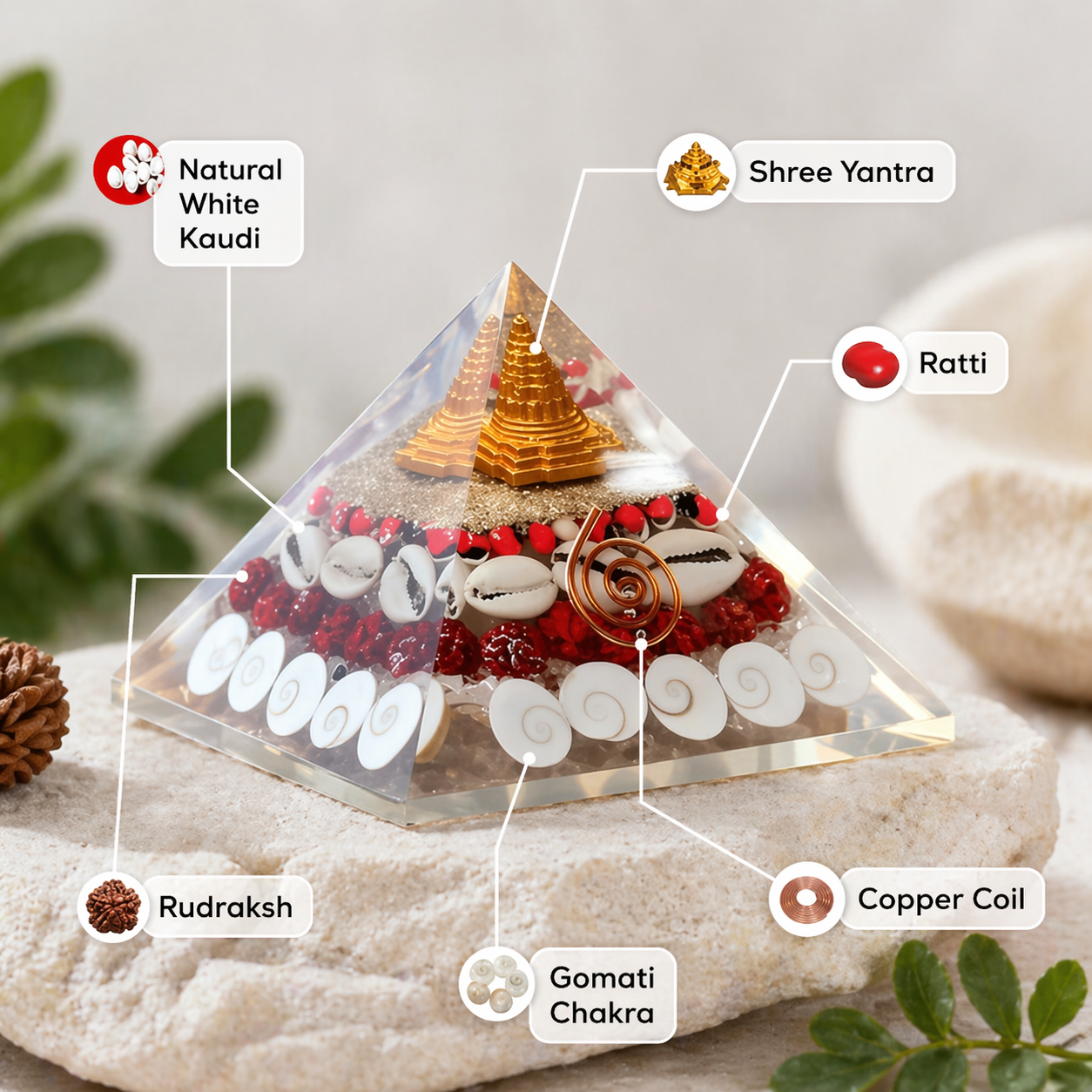 Kaliva Crystal Wealth Gomati Chakra Shree Yantra Pyramid – Vastu Decor for Prosperity & Positive Energy