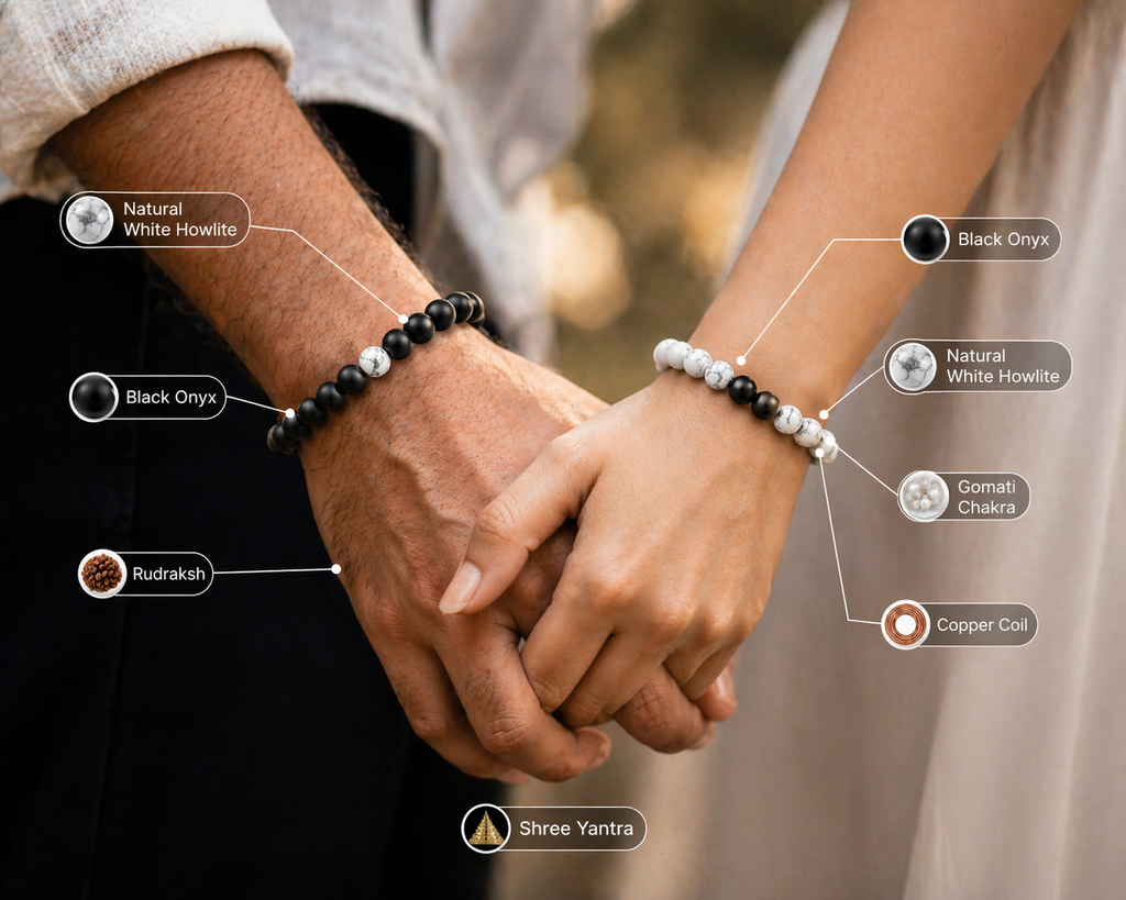 Black Tourmaline & White Howlite Protection Bracelet | Kaliva
