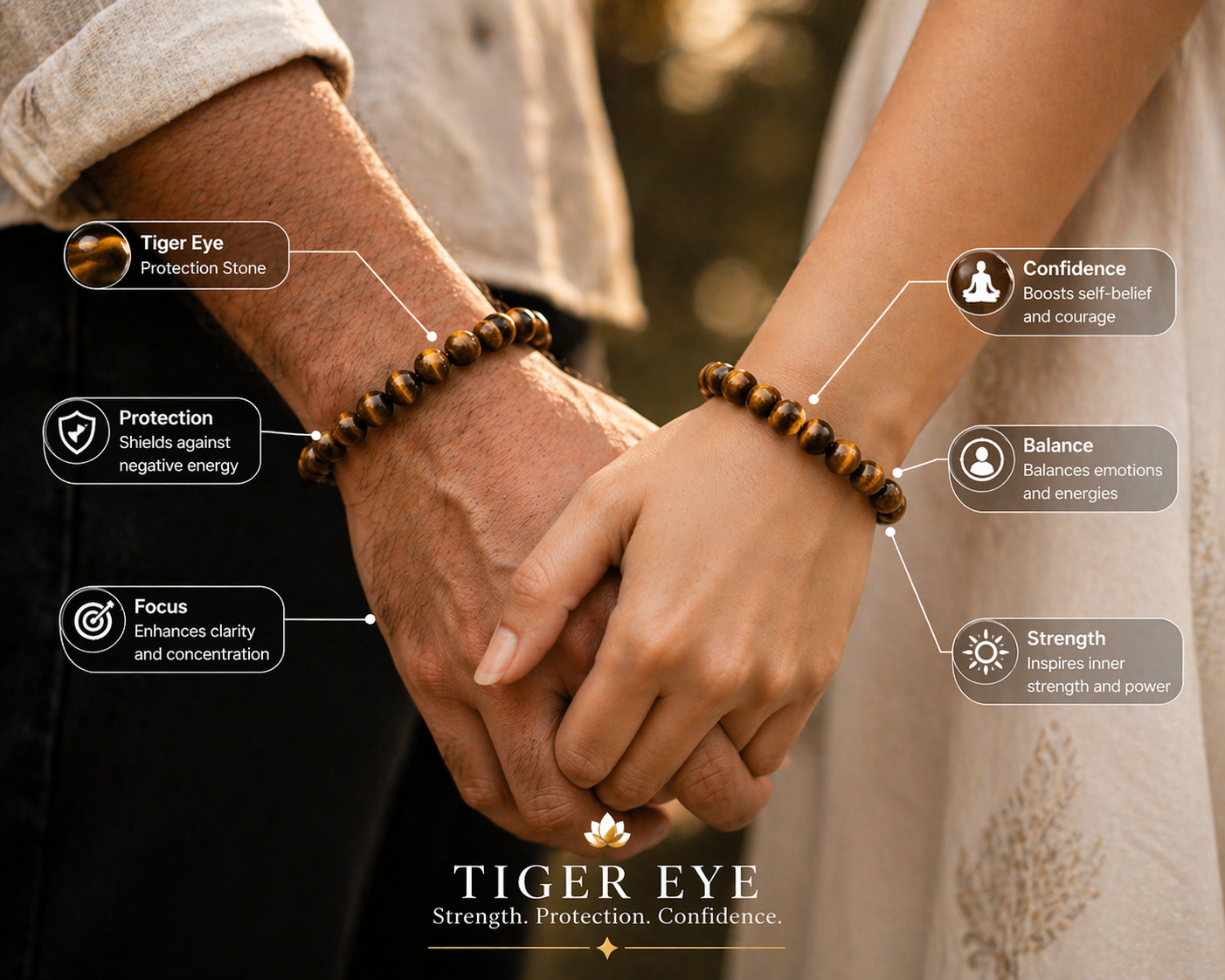 Tiger Eye Yellow Crystal Bracelet (Pack of 2) – Confidence, Focus & Protection | Kaliva