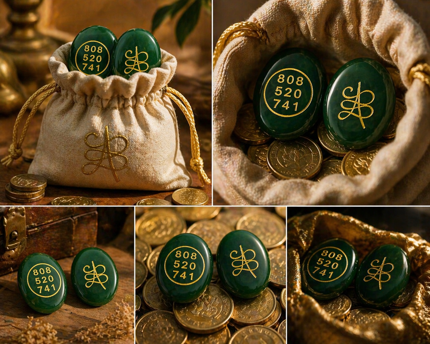 NAYA CRYSTAL Natural Green Jade Zibu Symbol Money Magnet Coin